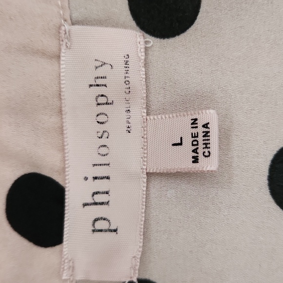 Philosophy Woman's Pink and Black Polka Dot Blouse Size L - Picture 2 of 6